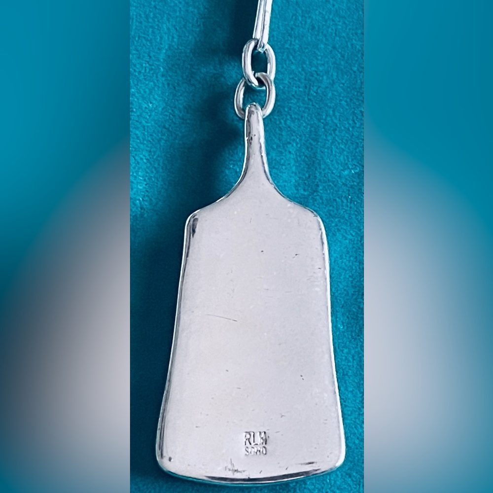 RLM SOHO SILVER PAPER CLIP NECKLACE SEMI PRECIOUS MOSAIC TURQUOISE PENDANT/ RARE - Picture 5 of 6